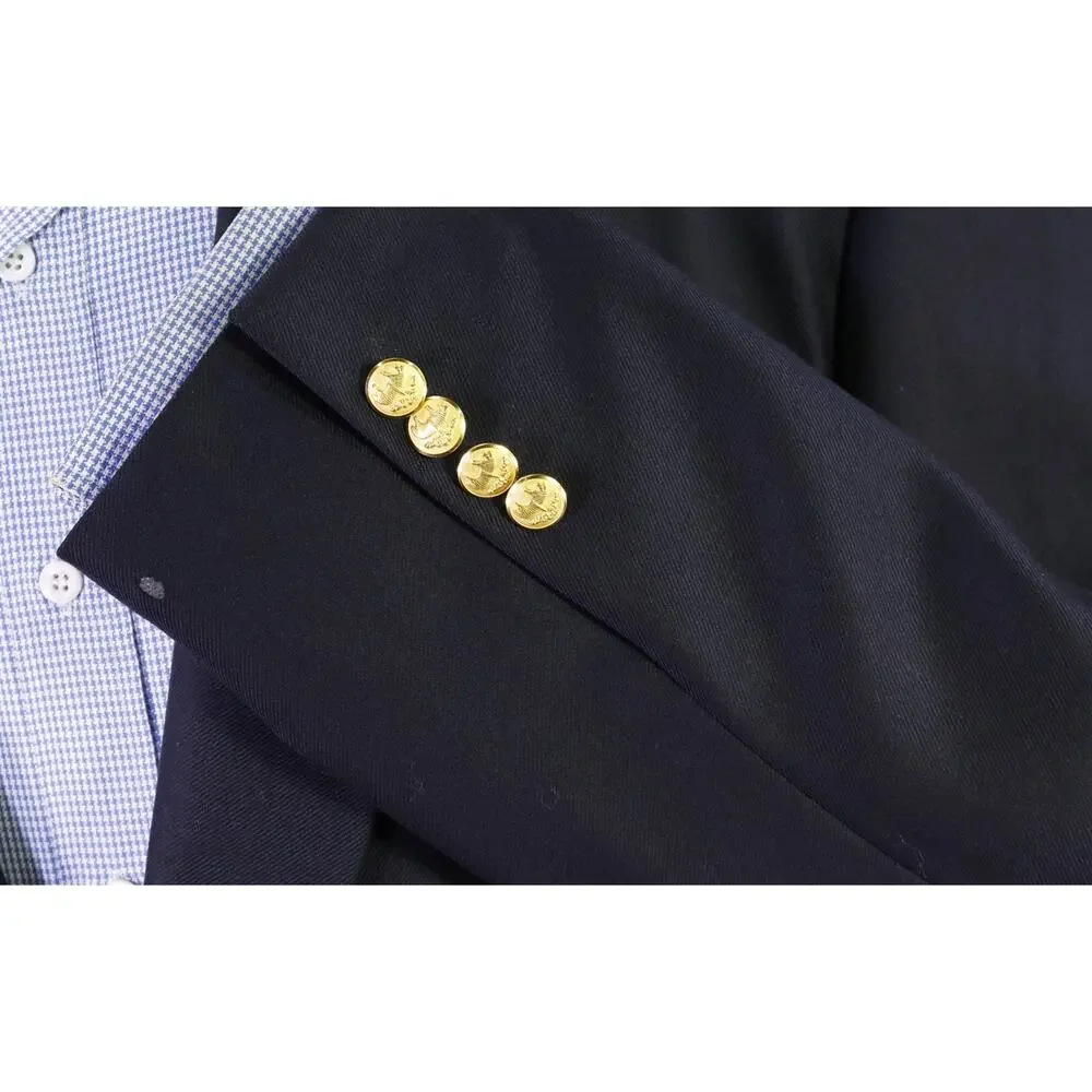 Brooks Brothers Golden Fleece Madison Navy Blue Gold Button Wool Blazer 48R